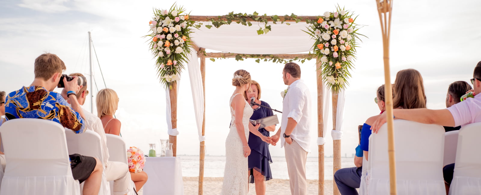 Ceremony held with altar on the beach