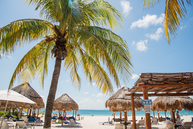 View of North Beach on Isla Mujeres with the Beach Club on the sand