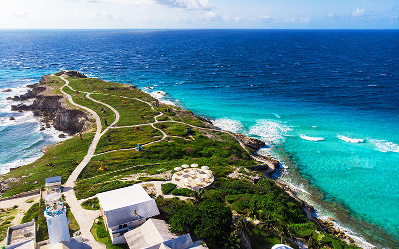 Vista aérea de Punta Sur en Isla Mujeres 