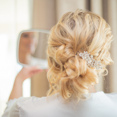 Detail of a bride's updo
