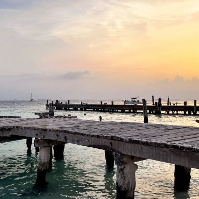 Wooden piers over the sea