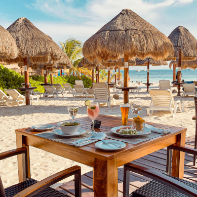 Snack at Playa Norte Beach Club, with ocean views