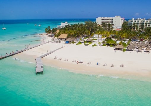 Aerial photo of Playa Norte, Isla Mujeres