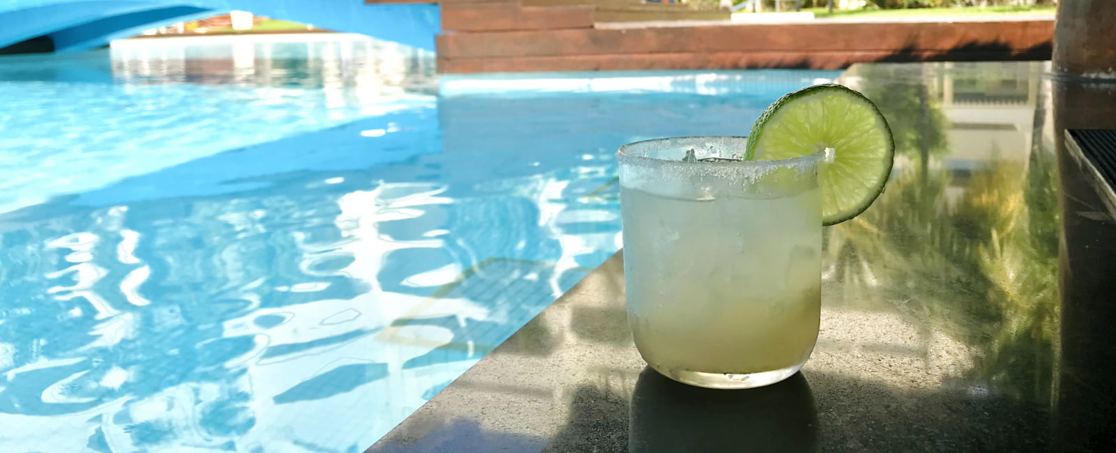 Cocktail on the edge of the community pool
