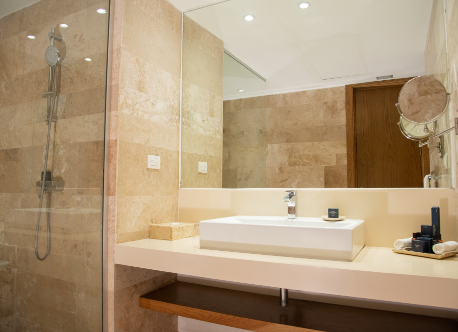 Detail of the bathroom of the Aluxes Room, Privilege Aluxes Hotel