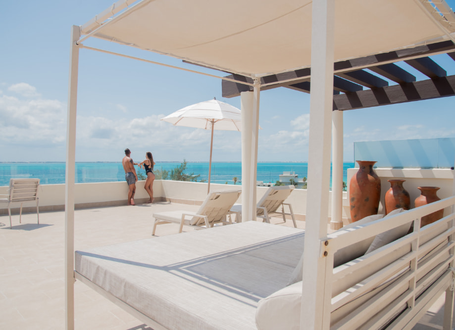 Large terrace with views from the Wow Privilege Room, in Isla Mujeres
