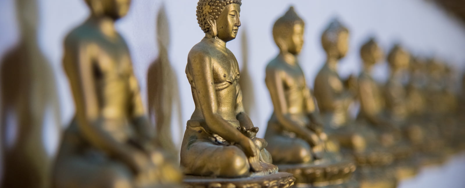Asian religious sculptures in a row