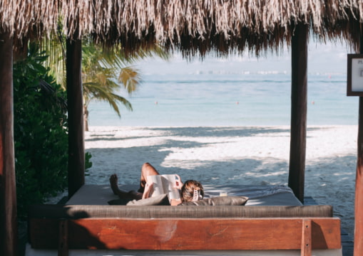 Balinese beds in front of the north beach