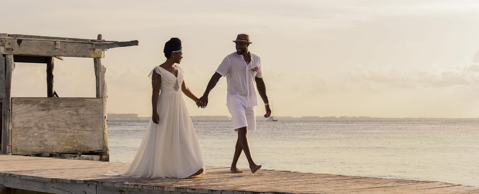 Husband and wife walking happily